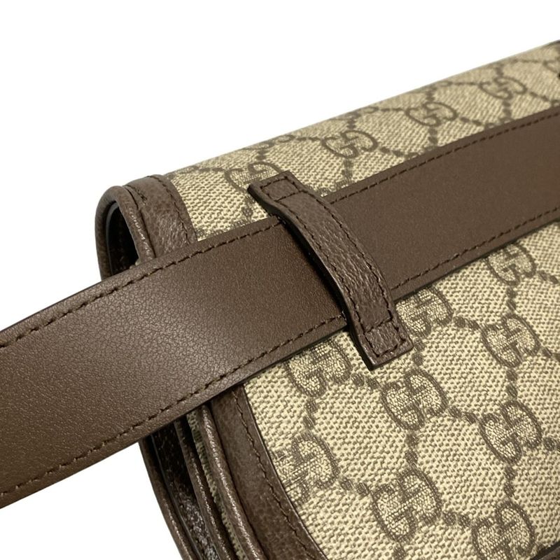 Gucci Waist Pouch Interlocking G GG Plus/gg Supreme 703807 Dark Brown X Beige