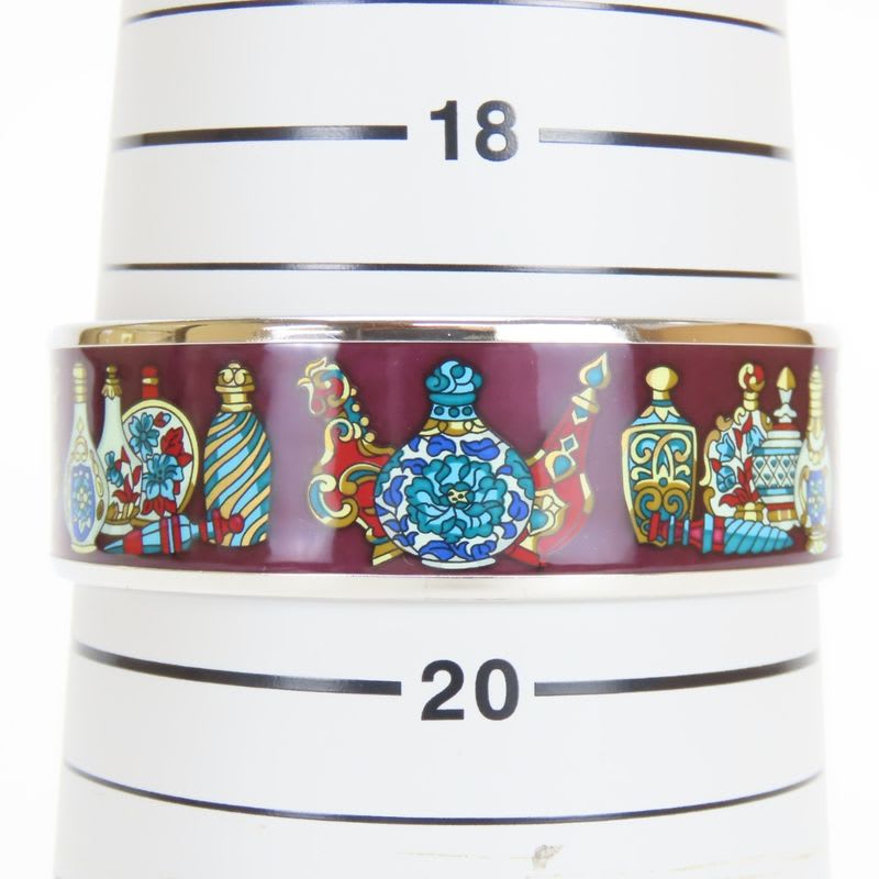 Hermes Bangle Enamel GM Perfume Bottle Metal Wine Red Multicolor Silver