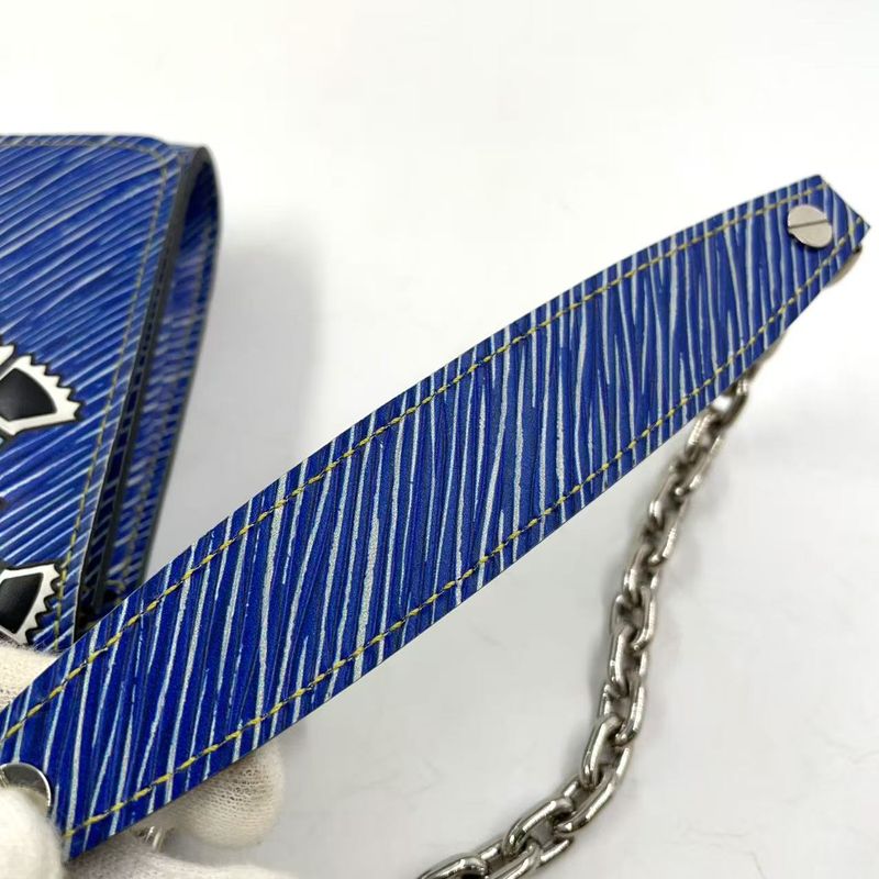 Louis Vuitton Twist PM Epi Denim Leather Chain Wallet Leather Blue X Multicolor