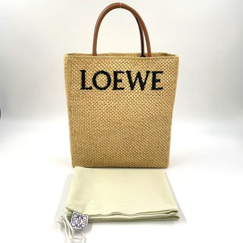 Loewe Standard A4 Shoulder Strap Not Included Leather X Raffia Brown X Beige