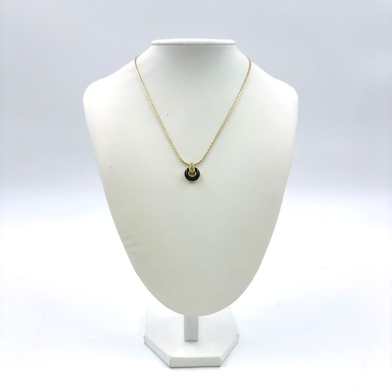 Christian Dior Circle Rhinestone GP Gold X Black Necklace