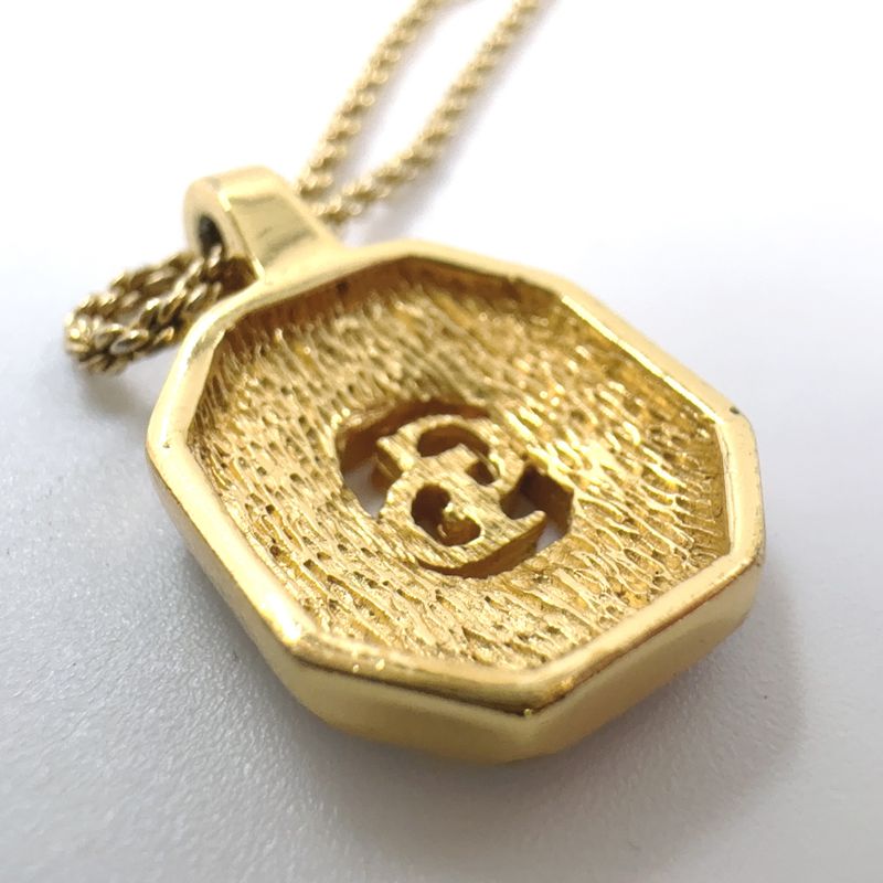 Christian Dior CD Logo Rhinestone GP Gold X Black Necklace