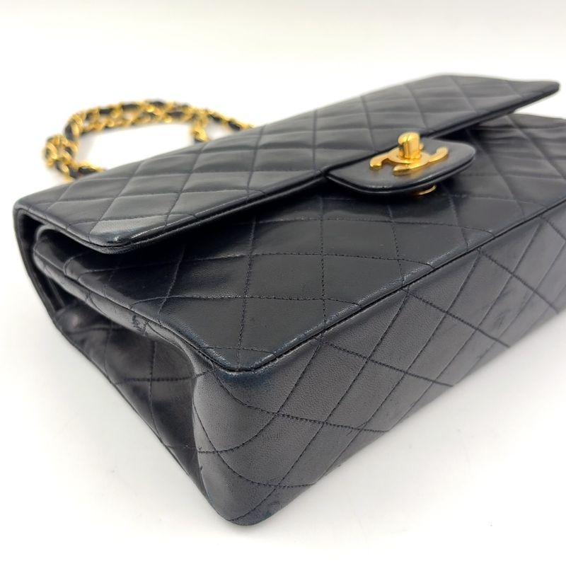 Chanel Matelasse 25 W Flap Serial Number 2 Caviar Skin Black W Chain Shoulder