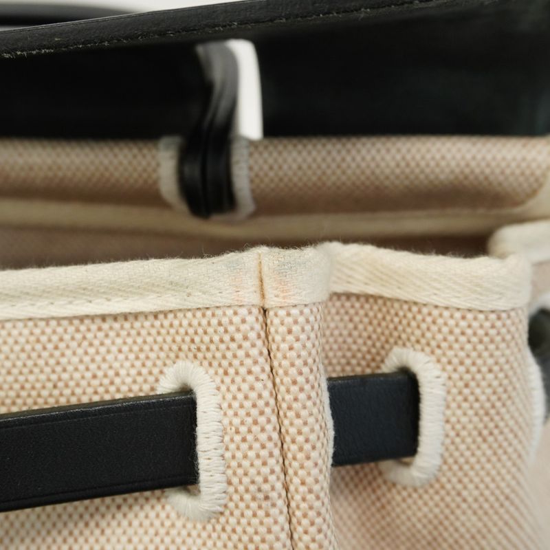 Hermes Handbag Herbag Her Bag PM Toile Ash Black Silver Hardware D Engraved