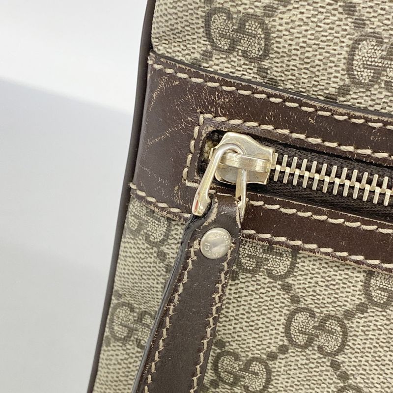 Gucci Shoulder Bag GG Supreme 295257 PVC Brown Chien Pan Gold Hardware Women's