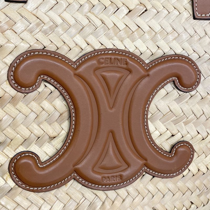 Celine Tote Bag Triomphe Basket Bag Raffia Beige Brown Ladies