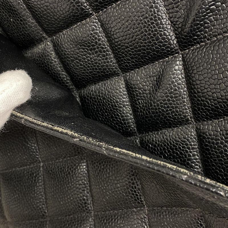 Chanel Tote Bag Reproduction Tote Caviar Skin Black Gold Hardware Women's