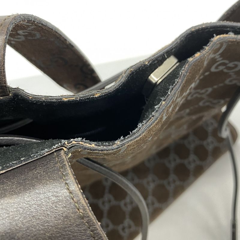 Gucci Tote Bag 002 1052 Suede Brown Silver Hardware Ladies
