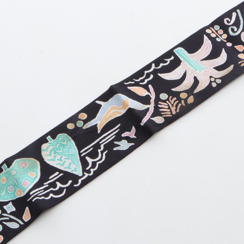 Hermes Scarf Twilly Isola Di Primavera Silk Scarf Women's Used B