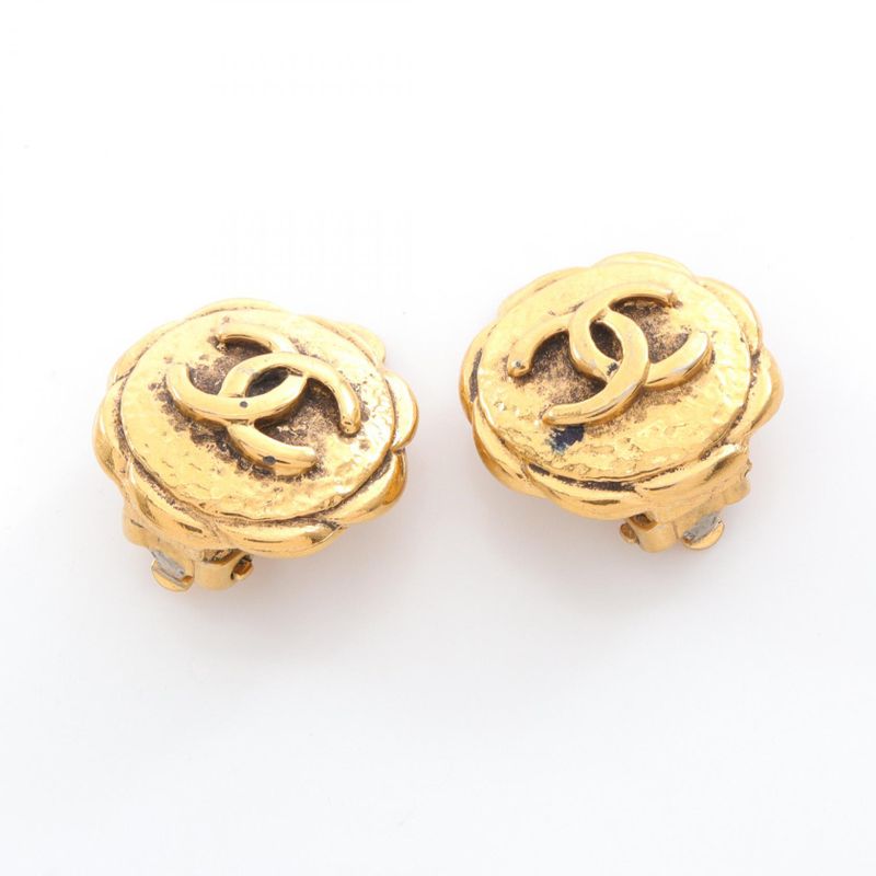 Chanel Earring Coco Mark GP (gold Plated) Earring Ladies Used B