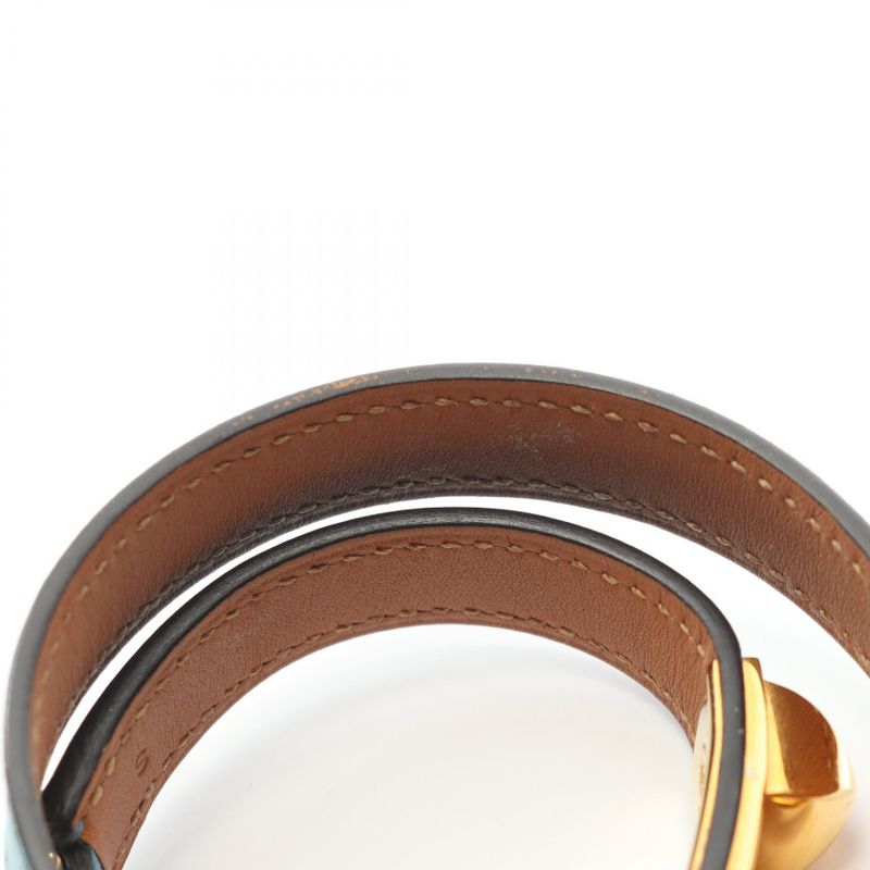 Hermes Bracelet Rival Double Tour Leather GP (gold Plated) Bracelet Ladies Used