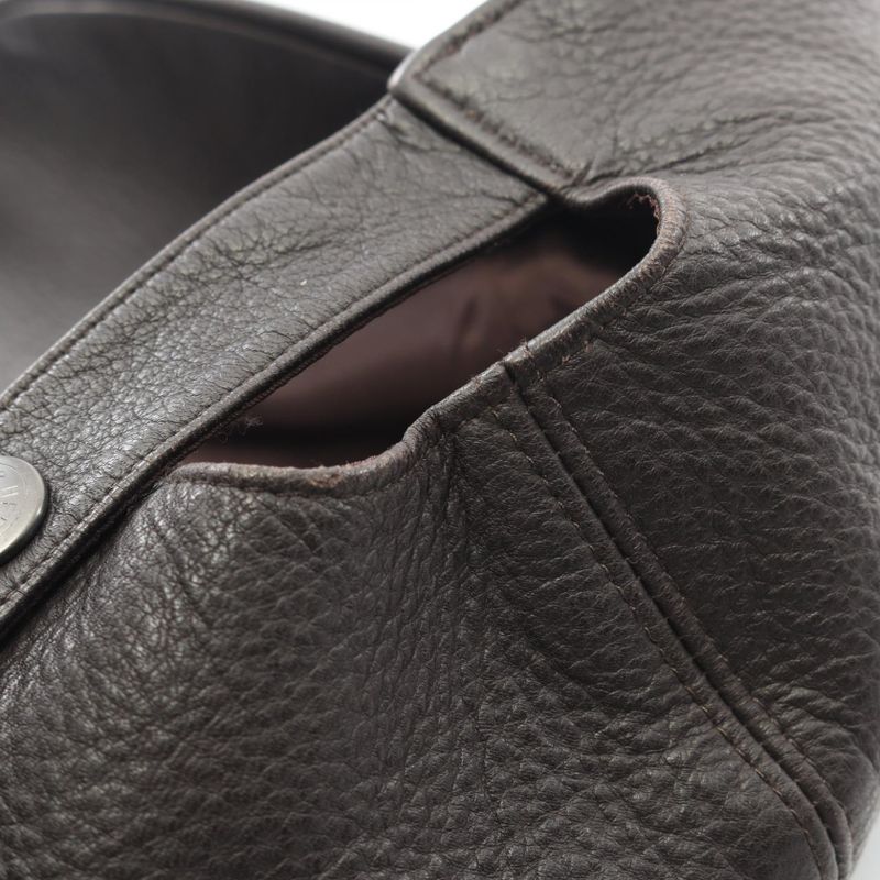 Hermes Cap H Embroidery Leather Hat Men's Used B