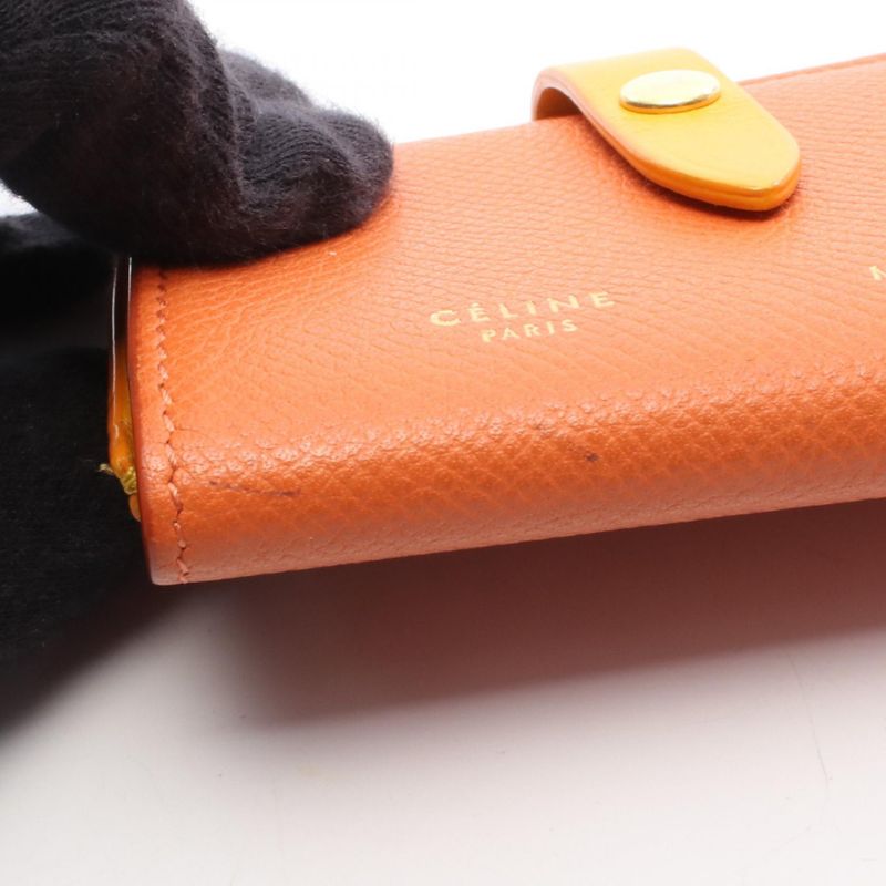 Celine Card Case Orange Leather Card Case Ladies Used B