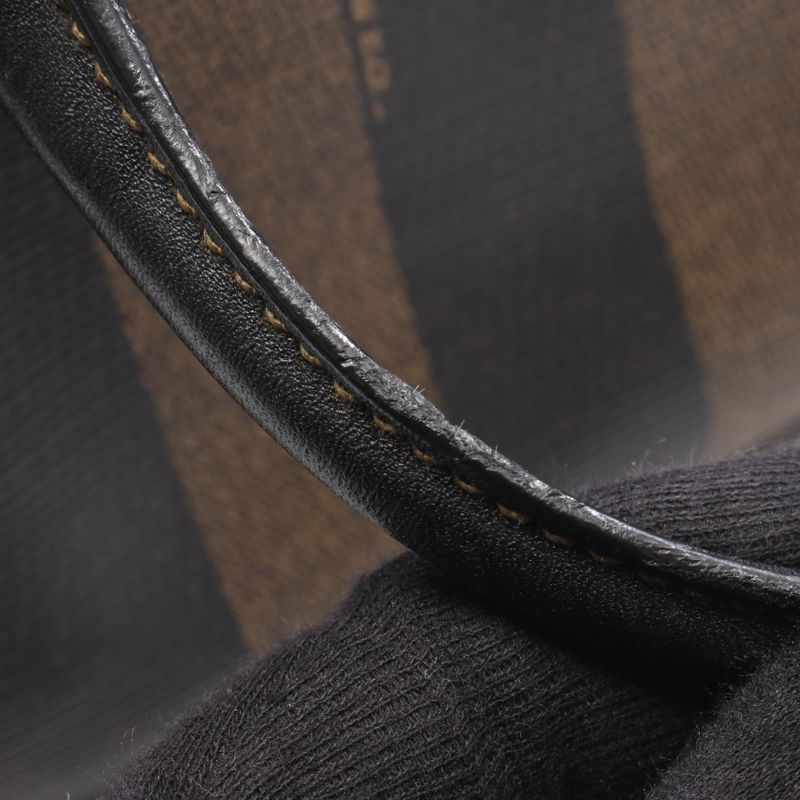 Fendi Handbag Pecan Black Dark Brown PVC Coated Canvas Leather Mini Boston Bag