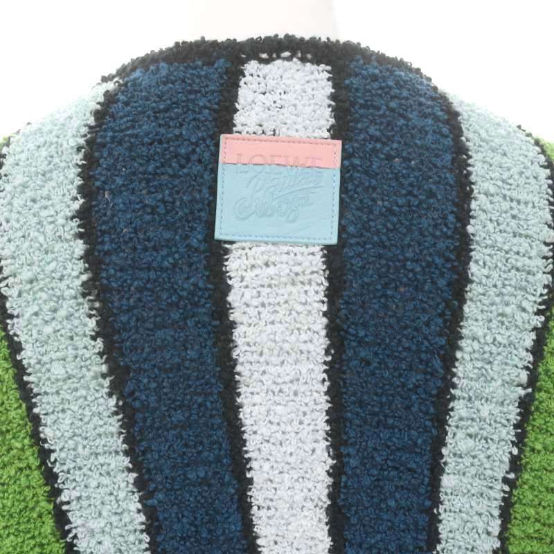 Loewe Paulas Bou Cles Knit Cardigan Stripe Gown Long Belted Cotton XS