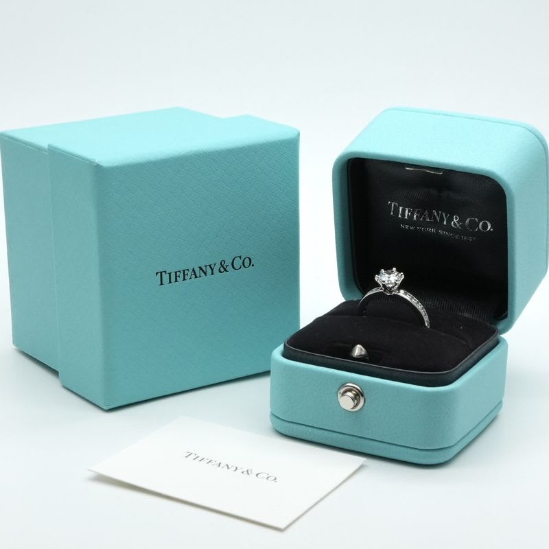 Tiffany & Co Engagement Ring Channel Set Diamond Band Platinum