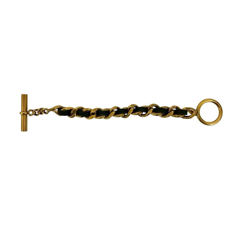 Chanel Chain Leather GP Bracelet Bangle
