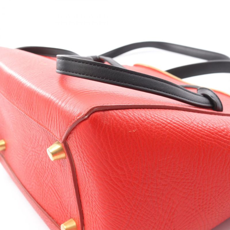 Celine Handbag Belt Bag Mini Red Beige Leather