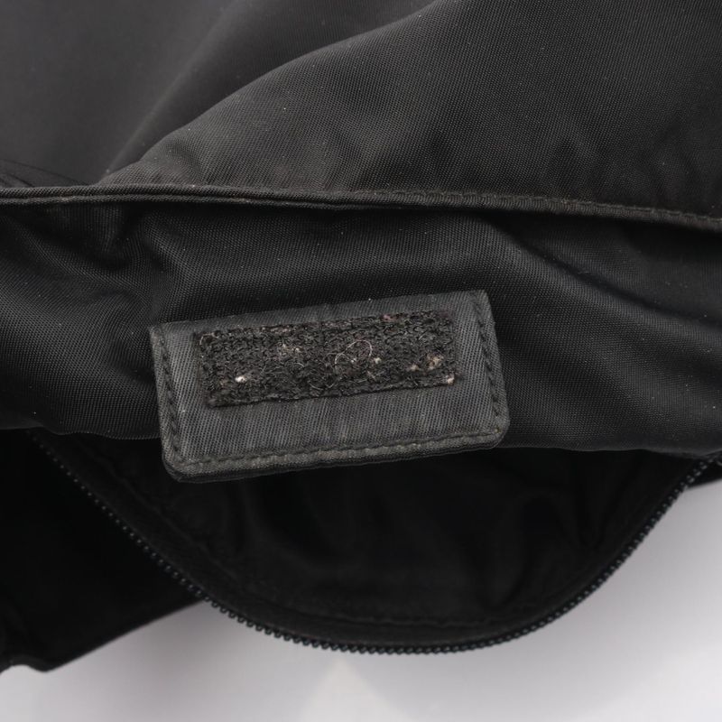 Prada Shoulder Bag Plastic Handle Black Nylon Handbag Ladies Used B