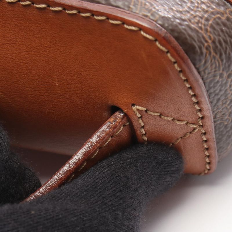 Celine Handbag Macadam Dark Brown PVC Coated Canvas Leather Macadam Vanity Bag