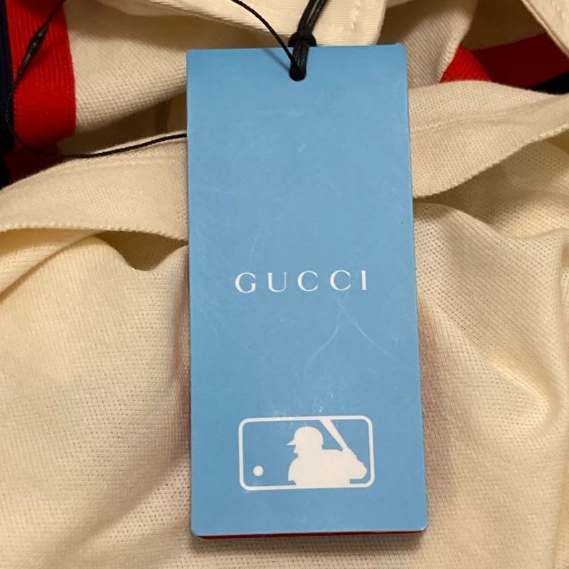 Gucci MLB Collaboration Web Stripe Short Sleeve Polo Shirt Size