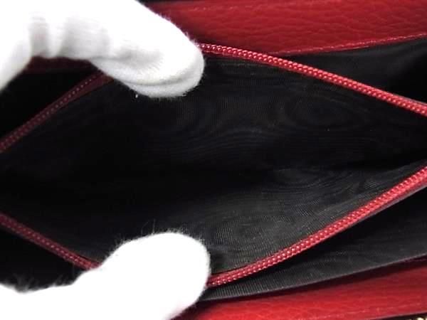 Gucci Wallet Interlocking G 449397 Red Leather Women's Round Zipper Tri-Fold