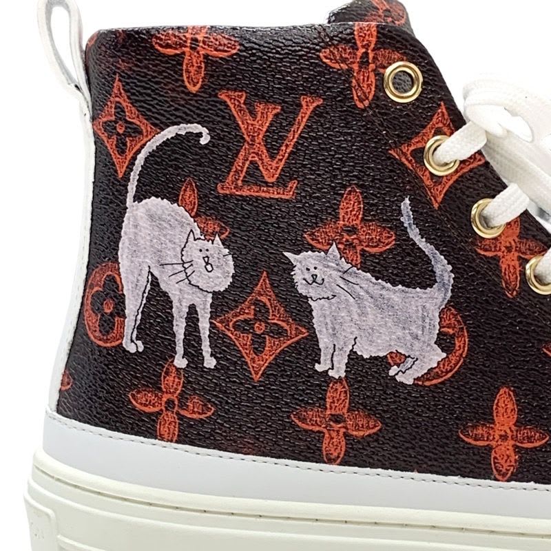Louis Vuitton Sneakers Stellar Line Monogram Cat High Cut Leather Brown