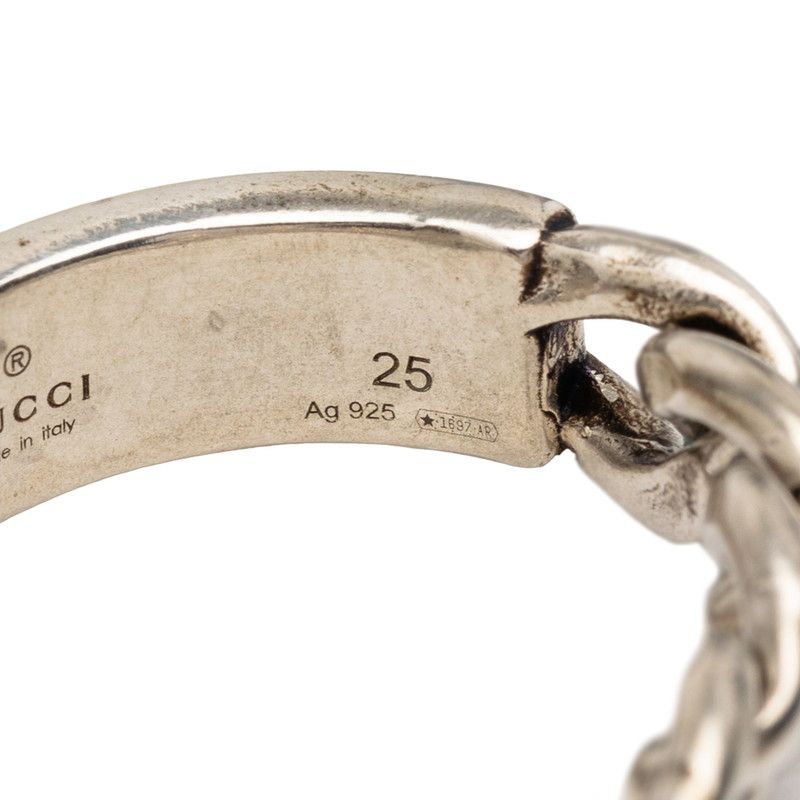 Gucci Golmette Chain Ring #25 Silver Light Blue Sv925 Silver Enamel Men's Gucci