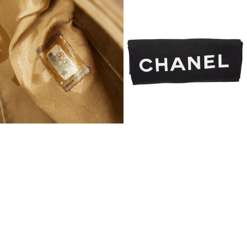Chanel Wild Stitch Coco Mark Beige Black Leather Women's Chanel