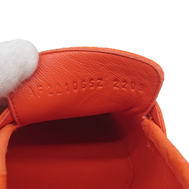 Hermes Moccasins Paris Suede Leather H Logo Loafers Shoes Orange 38 2022