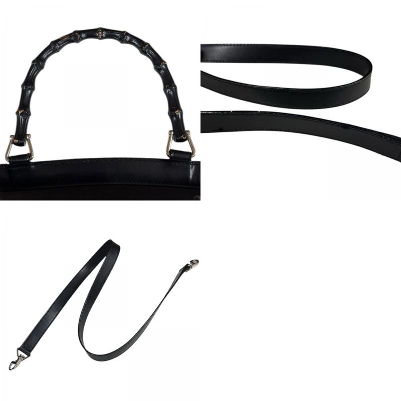 Gucci Bamboo Shoulder Bag Canvas 000/1705/0588 Black Women's Gucci Used Gucci