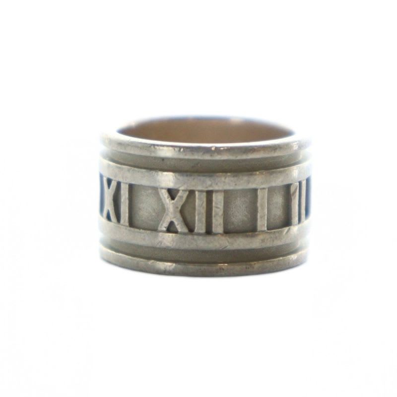 Tiffany & Co Atlas Wide Ring Logo Roman Silver 925 no 10