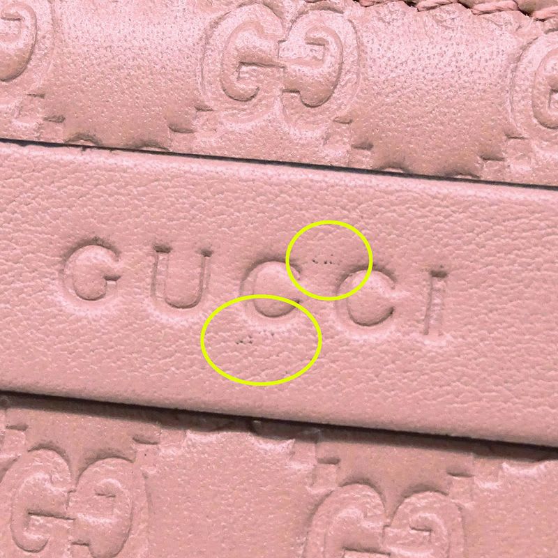 Gucci Wallet Long Microshima Leather Pink Round