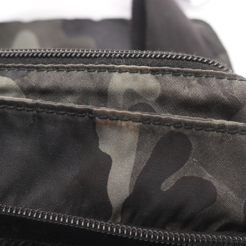 Prada Shoulder Bag Black Green Nylon Camouflage Shoulder Ladies