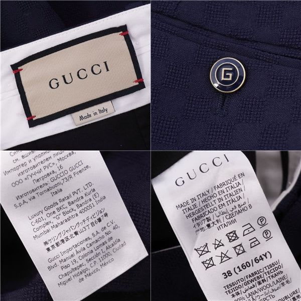 Gucci Pants Long Slacks Check Wool Bow