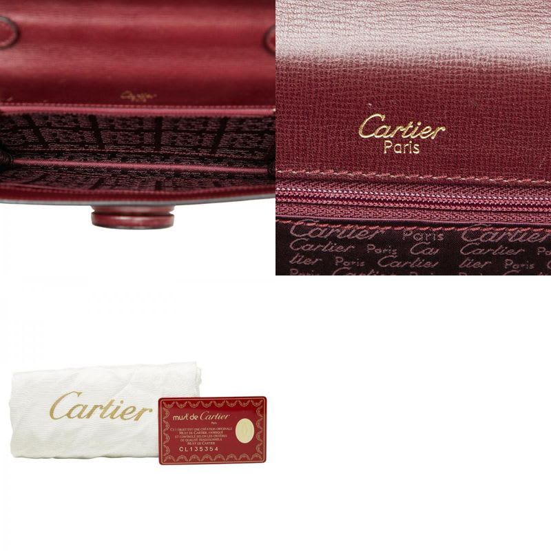 Cartier Mustline Crossbody Shoulder Bag Wine Red Bordeaux Leather Ladies
