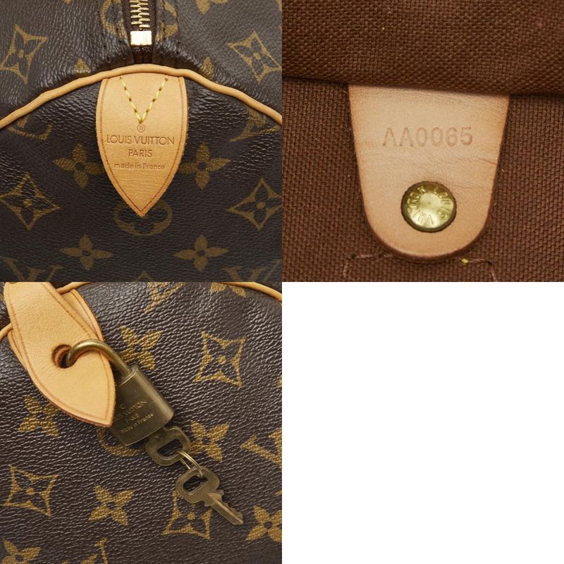 Louis Vuitton Monogram Speedy 35 Handbag Boston Bag M41107 Brown PVC Leather