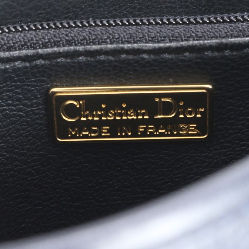 Vintage Christian Dior Leather 2WAY Shoulder Bag Crossbody Hand Navy Ladies RRM