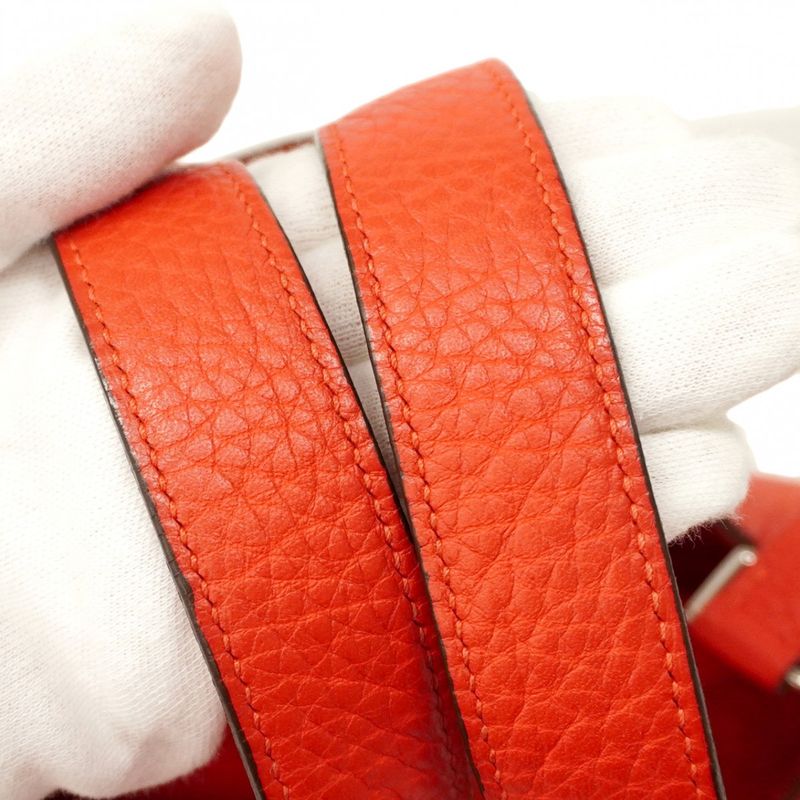 Hermes Handbag Picotan Lock PM Taurillon Clemence Rouge Tomato Silver Hardware