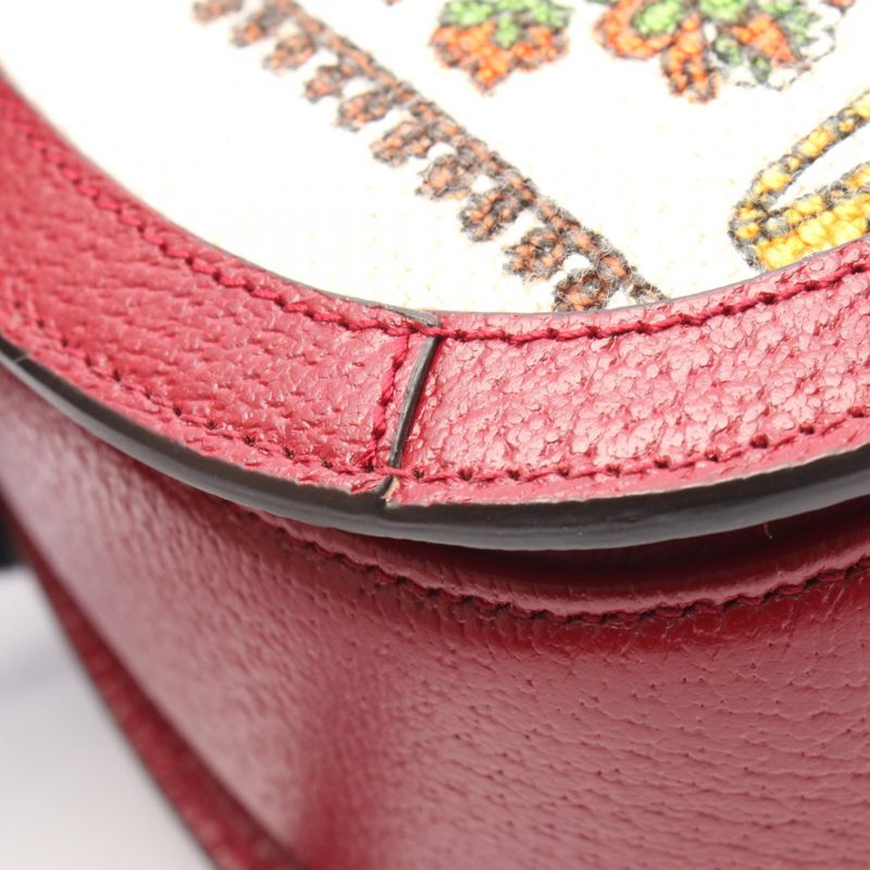 Gucci Handbag Bamboo 1947 GG Logo 678489 White Red Canvas Leather Bamboo 1947