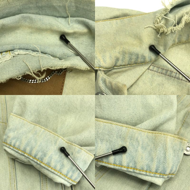 Balenciaga Distressed Big Collar Denim Jacket 40 Indigo Men's