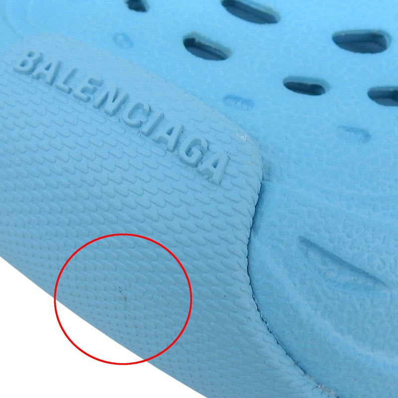 Balenciaga HD Mule Cutout Rubber Sandals Shoes Blue 40 Box