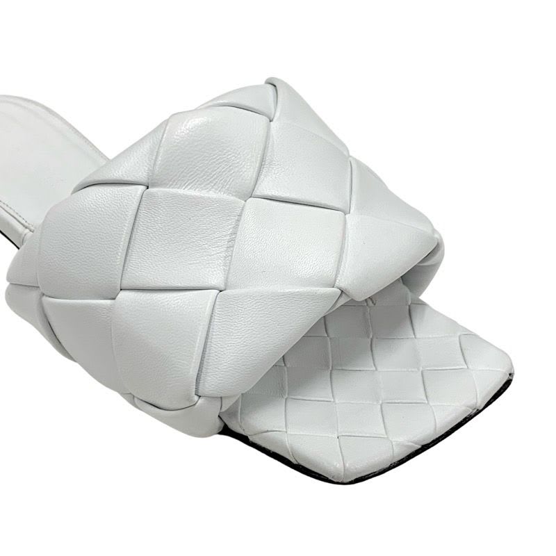 Bottega Veneta Lido Sandal Shoes Leather White Flat Mule Intrecciato