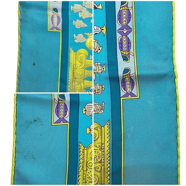 Hermes Scarf Carre 90 Light Blue Atlantic Meeting Cleaned