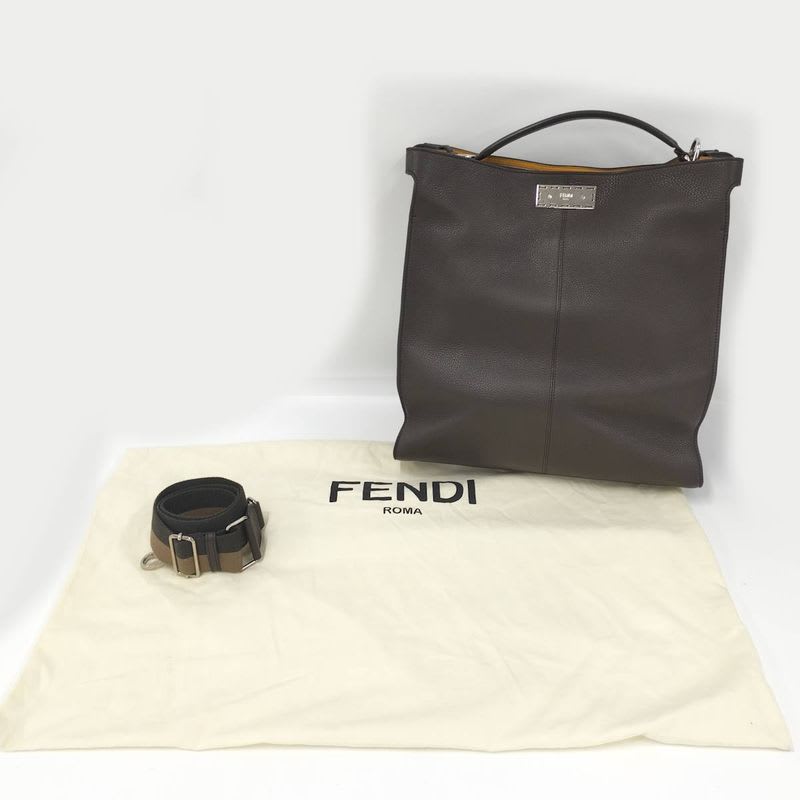 Fendi Peekaboo Egg 2-Way Shoulder Bag Leather Brown 7 Va447