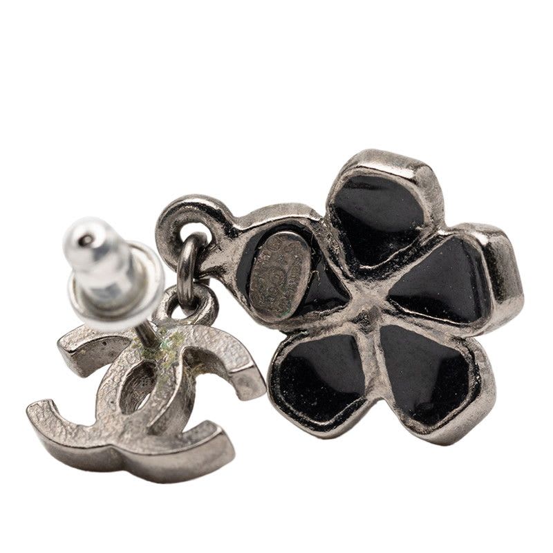 Chanel Coco Mark Black Silver Metal