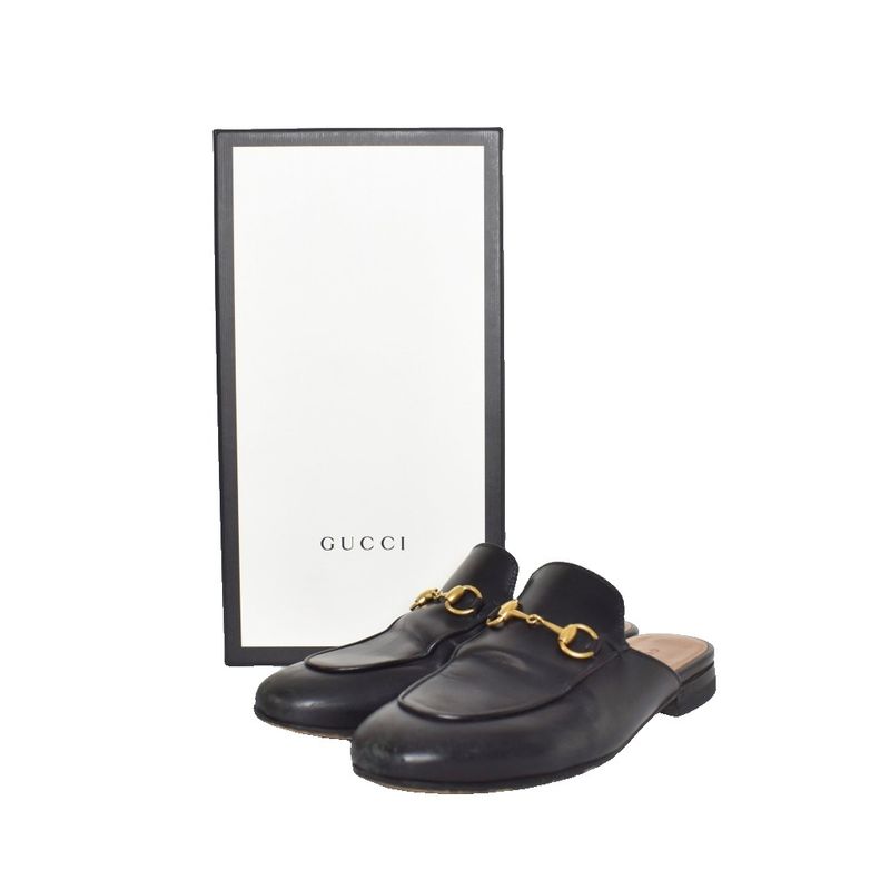 Gucci Princetown Horsebit Mule Loafers 36 Black 423513 AA