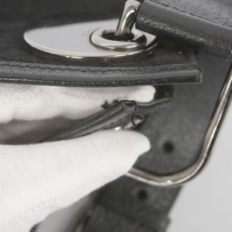 Gucci Shoulder Bag GG Canvas 120842 Canvas Black Silver Hardware Women's