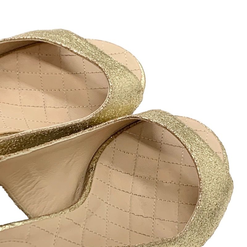 Chanel Sandals Shoes Leather Gold Ring Back Coco Mark Clear Heel