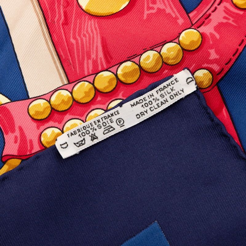 Hermes Carre 90 aux Champs To The Field Navy Multicolor Silk Ladies